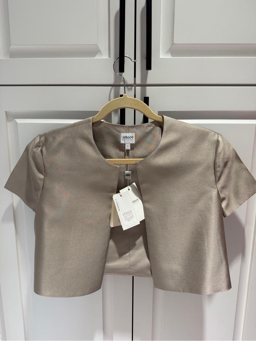 Armani Collezioni Taupe Metallic Short Bolero